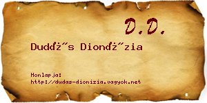 Dudás Dionízia névjegykártya